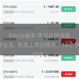 Bitpie版本 学习比特派操作指南: 快速上手比特派，16个字。
